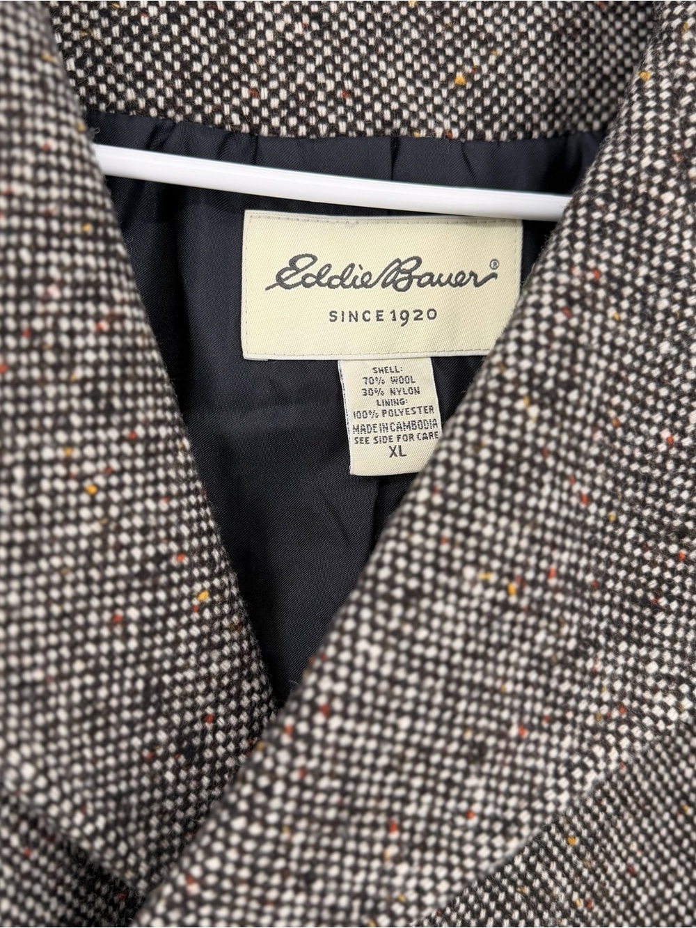 Eddie Bauer Wool Tweed Peacoat Women’s XL Double Breasted Black Cream - Picture 5 of 6